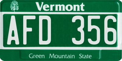 VT license plate AFD356