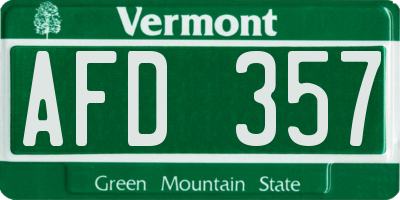 VT license plate AFD357