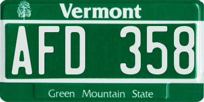 VT license plate AFD358