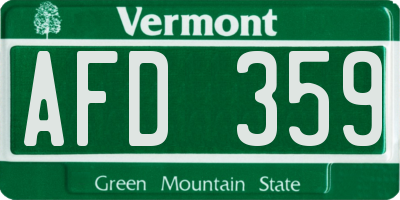 VT license plate AFD359