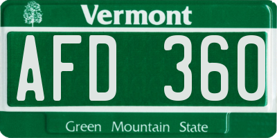 VT license plate AFD360
