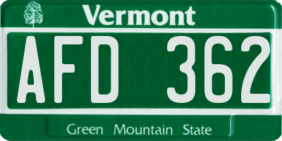 VT license plate AFD362