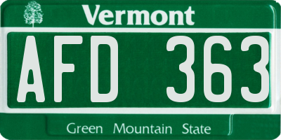 VT license plate AFD363
