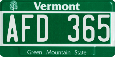 VT license plate AFD365