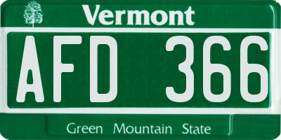 VT license plate AFD366