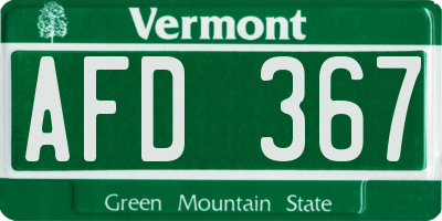VT license plate AFD367