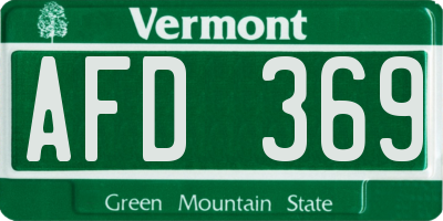 VT license plate AFD369