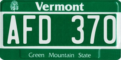VT license plate AFD370