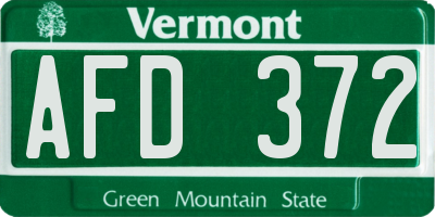 VT license plate AFD372