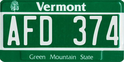 VT license plate AFD374