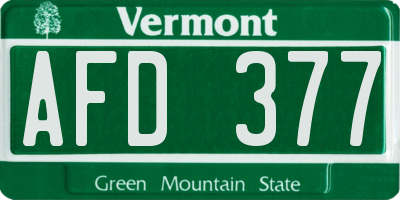 VT license plate AFD377