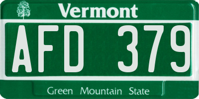 VT license plate AFD379