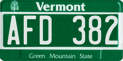 VT license plate AFD382