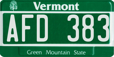 VT license plate AFD383