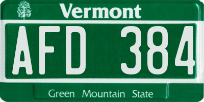 VT license plate AFD384