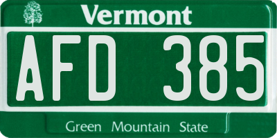 VT license plate AFD385