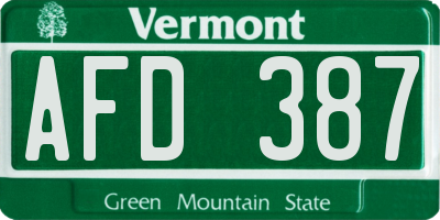 VT license plate AFD387