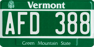 VT license plate AFD388