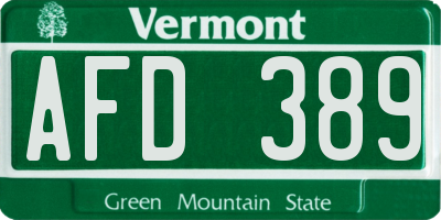 VT license plate AFD389