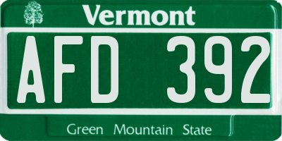 VT license plate AFD392