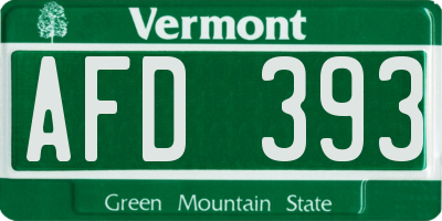 VT license plate AFD393