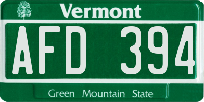 VT license plate AFD394