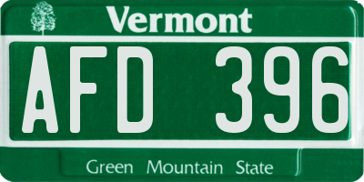 VT license plate AFD396