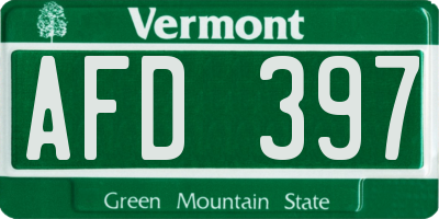 VT license plate AFD397