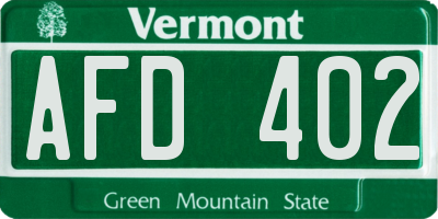 VT license plate AFD402