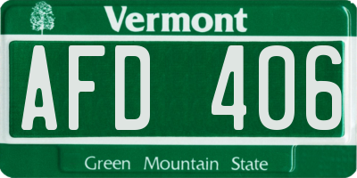 VT license plate AFD406