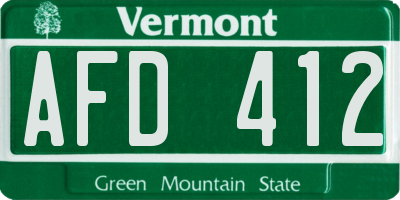 VT license plate AFD412