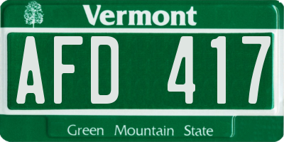 VT license plate AFD417