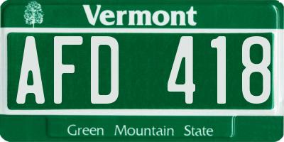 VT license plate AFD418