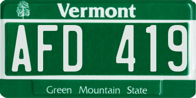 VT license plate AFD419
