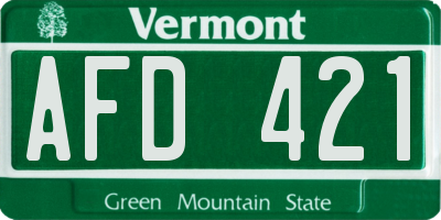 VT license plate AFD421