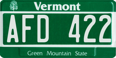 VT license plate AFD422