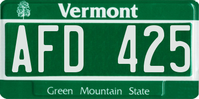 VT license plate AFD425