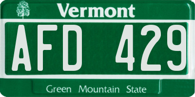 VT license plate AFD429