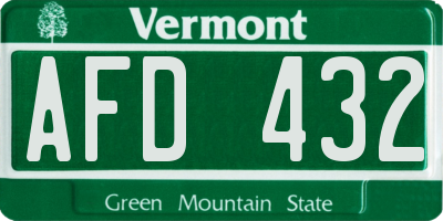 VT license plate AFD432