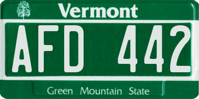 VT license plate AFD442