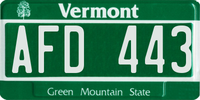 VT license plate AFD443