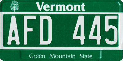 VT license plate AFD445