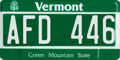 VT license plate AFD446