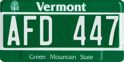 VT license plate AFD447