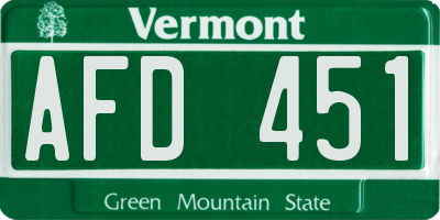 VT license plate AFD451