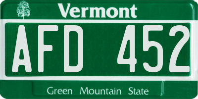 VT license plate AFD452