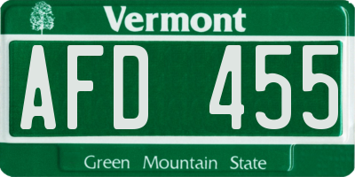 VT license plate AFD455