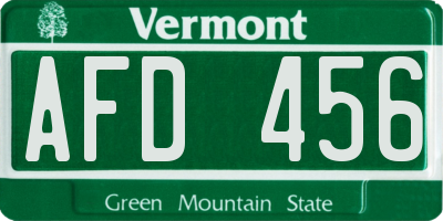 VT license plate AFD456