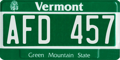 VT license plate AFD457