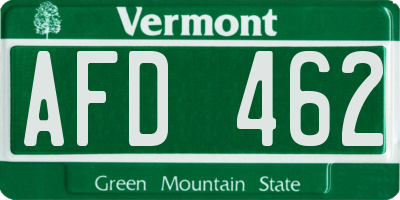 VT license plate AFD462
